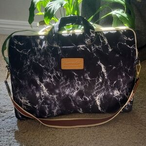 Navy Blue Marble Laptop Bag with Shoulder Strap